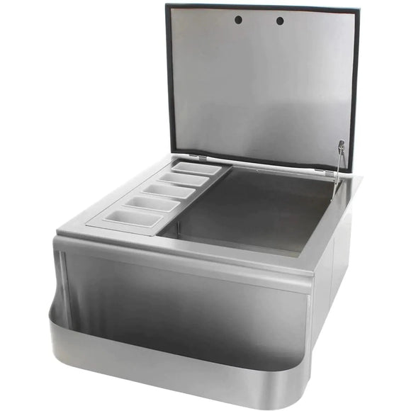 PCM 260 Series 25 Inch Slide In Ice Bin Cooler With Speed Rail & Condiment Holder