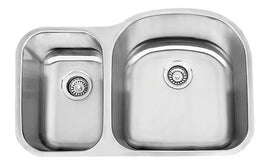 E-Stainless 16 Gauge, Offset Double Bowl, Large bowl on RIGHT