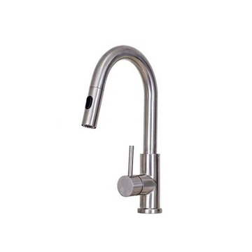 E-Stainless Kitchen: Clarkson Single Handle Gooseneck w/ Pull Down Spray