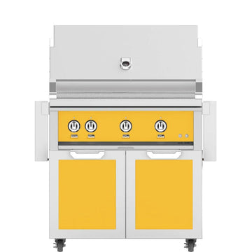 Hestan 36 Inch Grill With Rotisserie On Double Door Cart