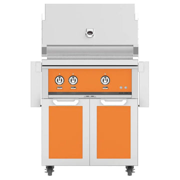 Hestan 30 Inch Grill With Rotisserie On Double Door Cart