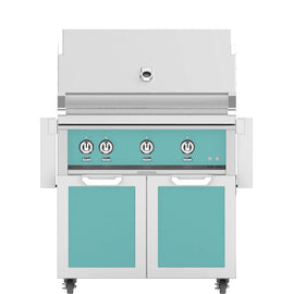 Hestan 36 Inch Grill With Rotisserie On Double Door Cart