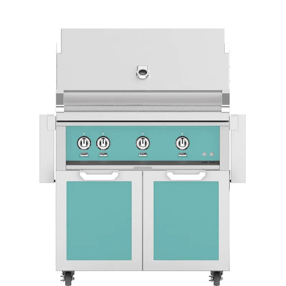 Hestan 36 Inch Grill With Rotisserie On Double Door Cart
