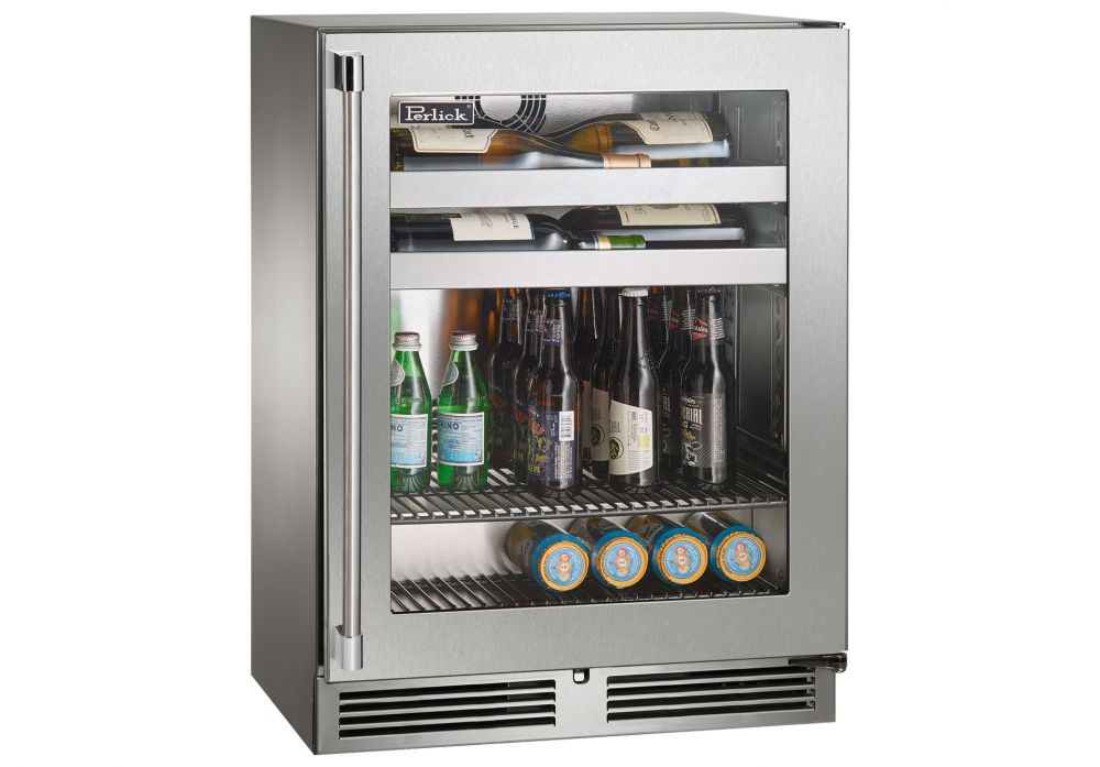 Perlick 18 Inch Outdoor Shallow Beverage Center With Solid, Glass, Panel Ready Door and Lock