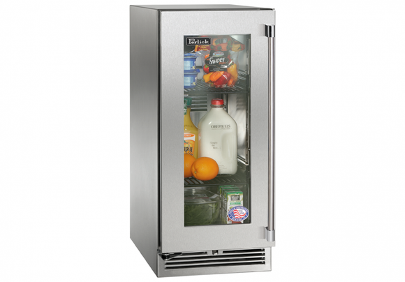 Perlick 15 Inch Outdoor Refrigerator With Solid, Glass, Panel Ready Door and Lock