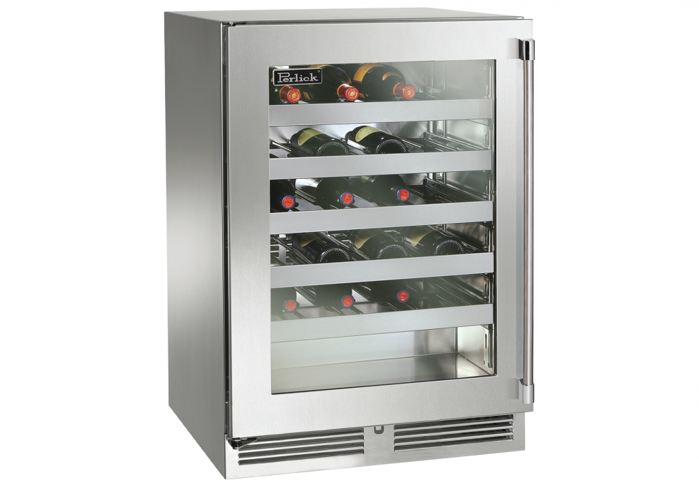 Perlick 24 Inch Outdoor Wine Cooler with Solid, Glass, Panel Ready Door and Lock
