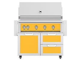 Hestan 42 Inch Grill With Rotisserie On Double Door & Drawer Cart