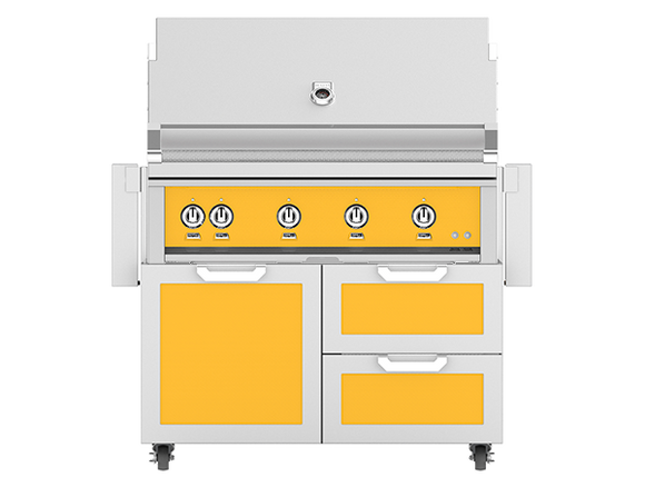 Hestan 42 Inch Grill With Rotisserie On Double Door & Drawer Cart