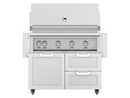 Hestan 42 Inch Grill With Rotisserie On Double Door & Drawer Cart