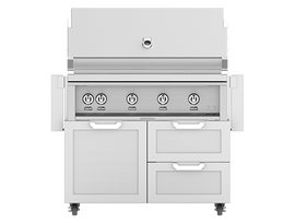 Hestan 42 Inch Grill With Rotisserie On Double Door & Drawer Cart