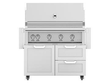 Hestan 42 Inch Grill With Rotisserie On Double Door & Drawer Cart