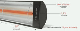 Infratech Comfort Garage Heater black housing and single quartz heating element detail
