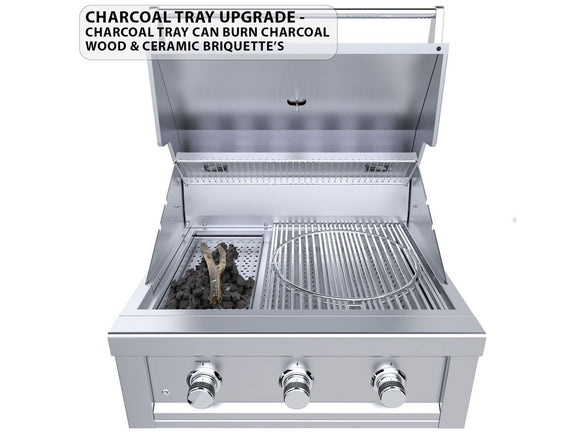 Sunstone Ruby Series 30 Inch Built-In Gas Grill – 3 Burners + LEDs