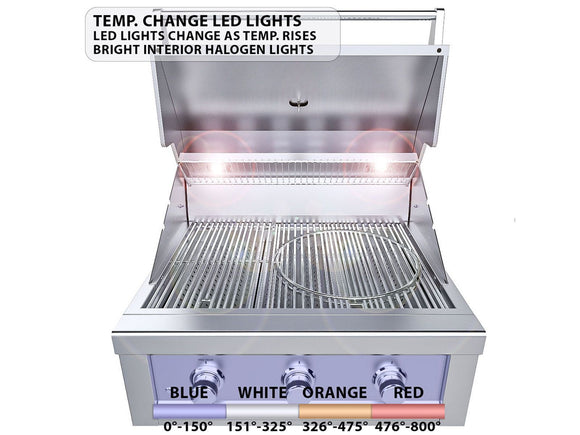 Sunstone Ruby Series 30 Inch Built-In Gas Grill – 3 Burners + LEDs