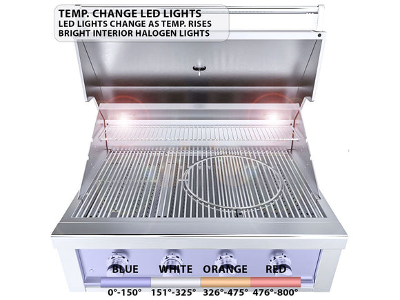 Sunstone Ruby Series 36 Inch 4-Burner Gas Grill – Pro-Sear + Lights