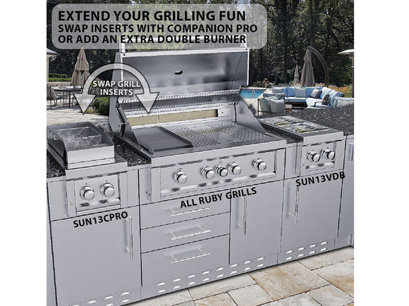 Sunstone Ruby 36 Inch Built-In Gas Grill – 4 Burners + Pro-Sear + LEDs