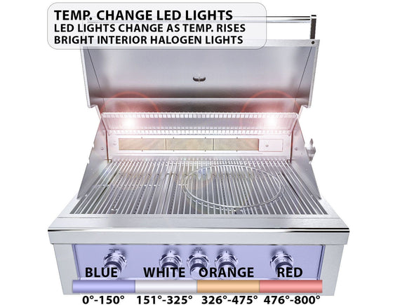 Sunstone Ruby 36 Inch Built-In Gas Grill – 4 Burners + Pro-Sear + LEDs