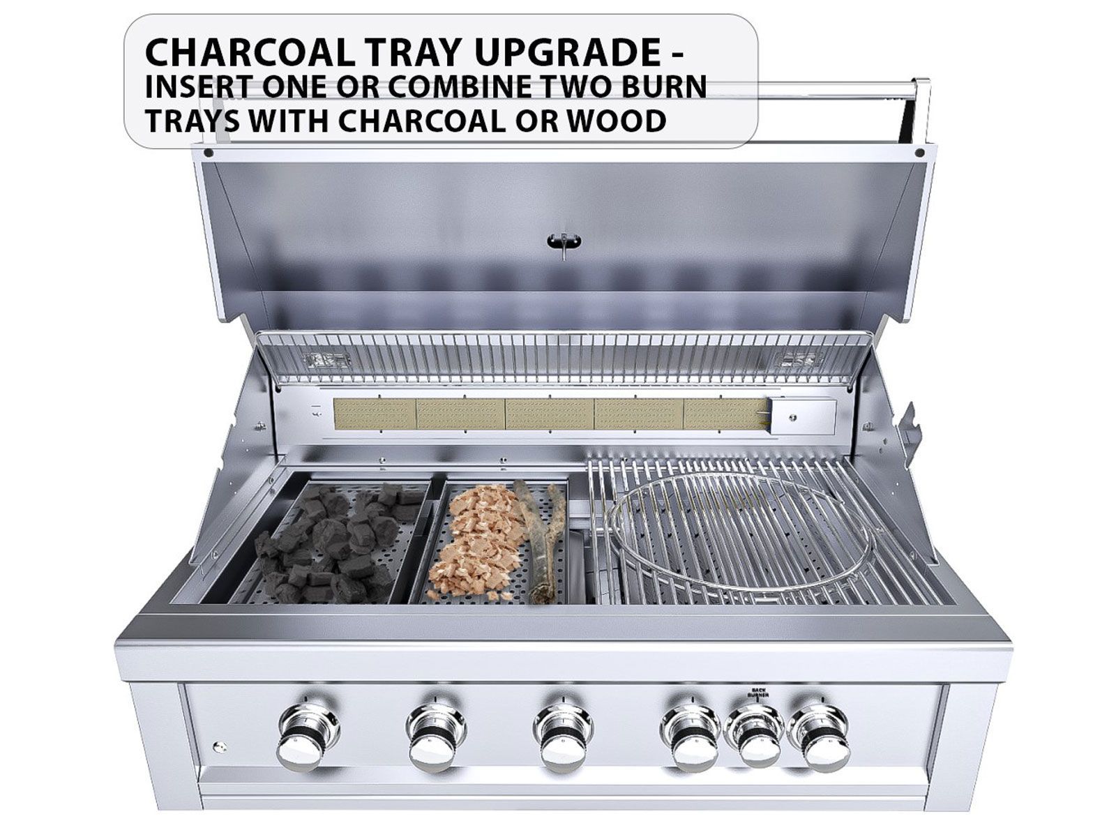 Sunstone Ruby 42 Inch Built-In Gas Grill with 5 Burners & Rotisserie Kit