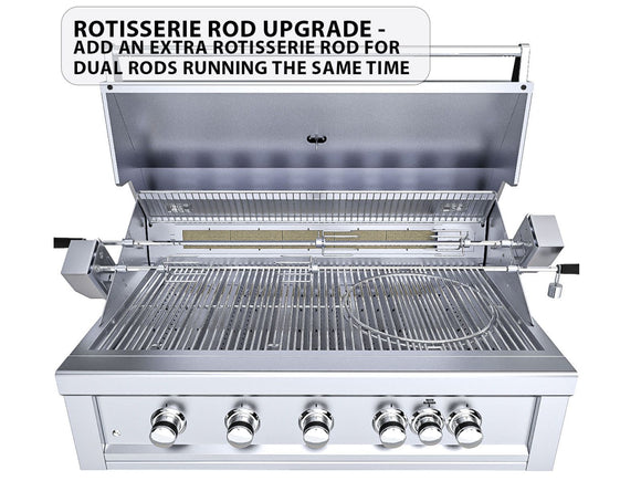 Sunstone Ruby 42 Inch Built-In Gas Grill with 5 Burners & Rotisserie Kit