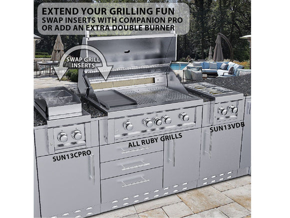 Sunstone Ruby 42 Inch Built-In Gas Grill with 5 Burners & Rotisserie Kit