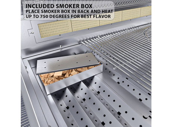 Sunstone Ruby 42 Inch Built-In Gas Grill with 5 Burners & Rotisserie Kit