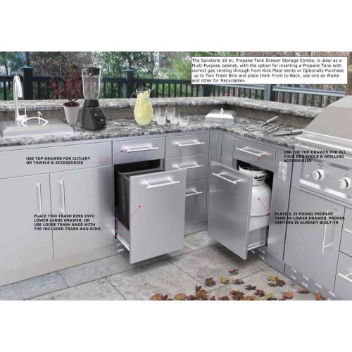 Sunstone 18 Inch Stainless Steel Propane Tank Drawer Base Cabinet