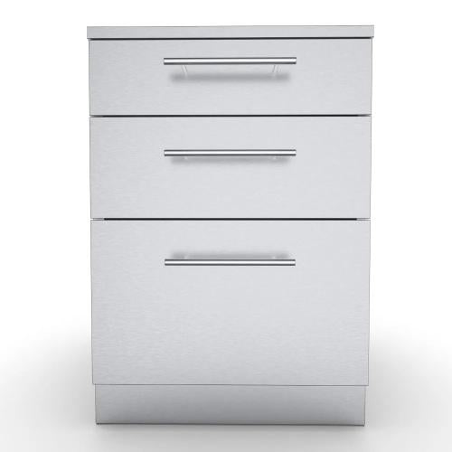 Sunstone 24-Inch Stainless Steel Base Cabinet – Triple Drawers