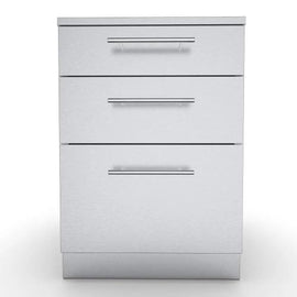 Sunstone 24-Inch Stainless Steel Base Cabinet – Triple Drawers