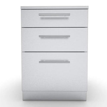 Sunstone 24-Inch Stainless Steel Base Cabinet – Triple Drawers