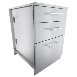 Sunstone 24-Inch Stainless Steel Base Cabinet – Triple Drawers