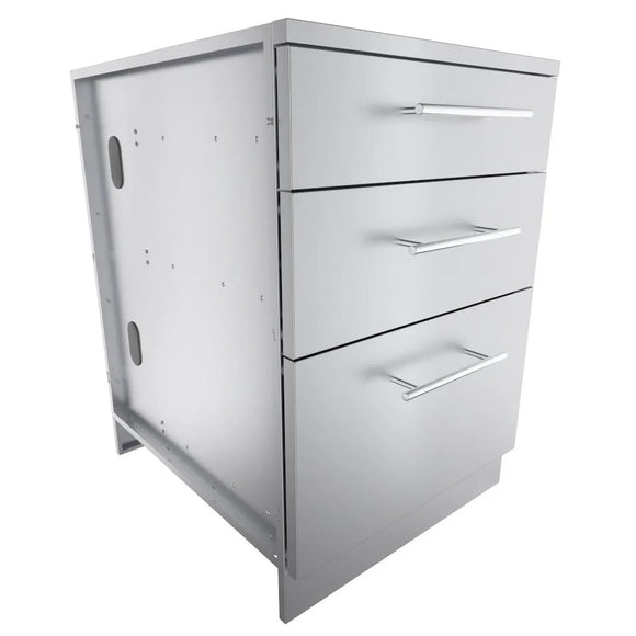 Sunstone 24-Inch Stainless Steel Base Cabinet – Triple Drawers