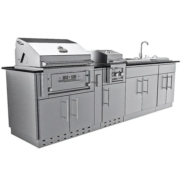 Sunstone The Alamo 10-Foot Outdoor Kitchen Island with Hybrid Grill