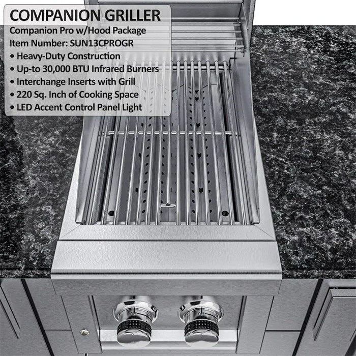 Sunstone The Alamo 10-Foot Outdoor Kitchen Island with Hybrid Grill