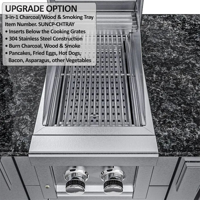 Sunstone The Alamo 10-Foot Outdoor Kitchen Island with Hybrid Grill