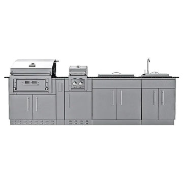 Sunstone The Alamo 10-Foot Outdoor Kitchen Island with Hybrid Grill