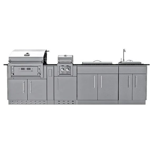 Sunstone The Alamo 10-Foot Outdoor Kitchen Island with Hybrid Grill