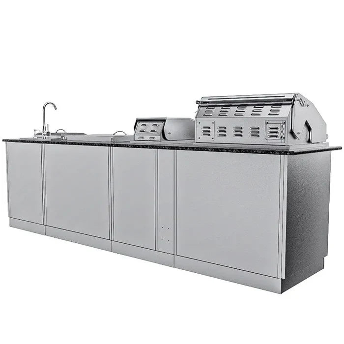 Sunstone The Alamo 10-Foot Outdoor Kitchen Island with Hybrid Grill