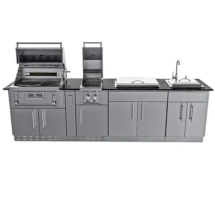 Sunstone The Alamo 10-Foot Outdoor Kitchen Island with Hybrid Grill