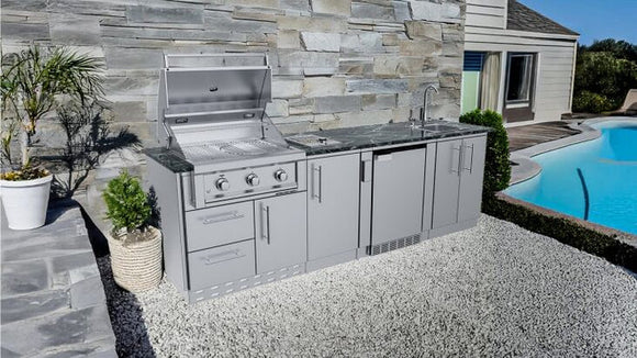 Sunstone The Brazos 9-Foot Outdoor Kitchen Island Package