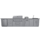 Sunstone The Dallas 14' Outdoor Cabinet Island Package w/ Gas Hybrid Grill