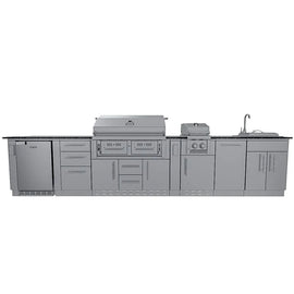 Sunstone The Dallas 14' Outdoor Cabinet Island Package w/ Gas Hybrid Grill