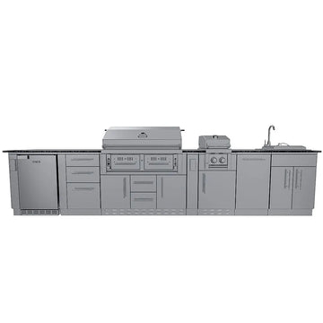 Sunstone The Dallas 14' Outdoor Cabinet Island Package w/ Gas Hybrid Grill