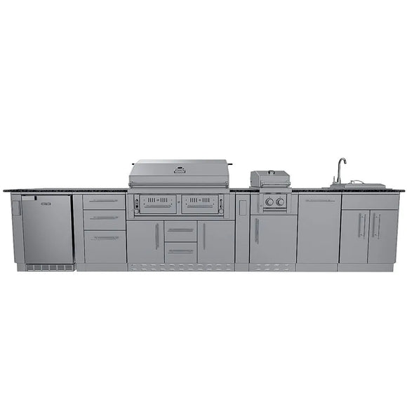 Sunstone The Dallas 14' Outdoor Cabinet Island Package w/ Gas Hybrid Grill