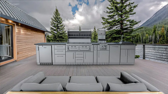 Sunstone The Dallas 14' Outdoor Cabinet Island Package w/ Gas Hybrid Grill