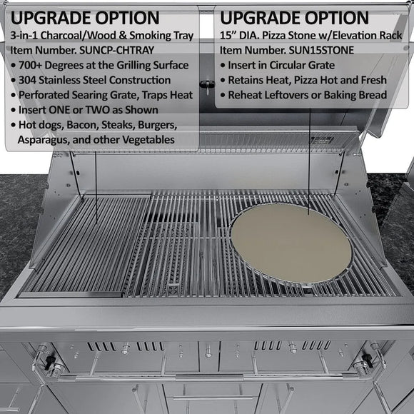 Sunstone The Dallas 14' Outdoor Cabinet Island Package w/ Gas Hybrid Grill