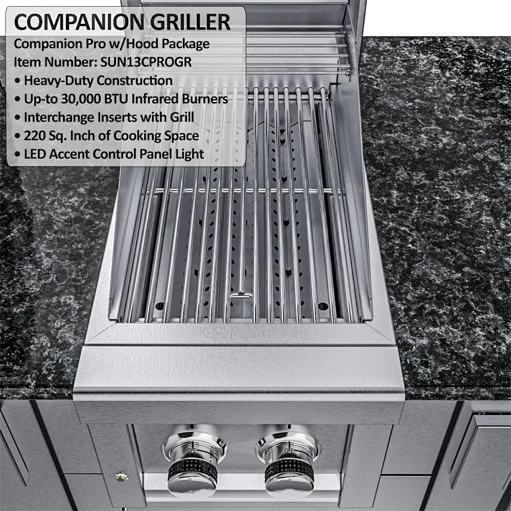 Sunstone The Dallas 14' Outdoor Cabinet Island Package w/ Gas Hybrid Grill