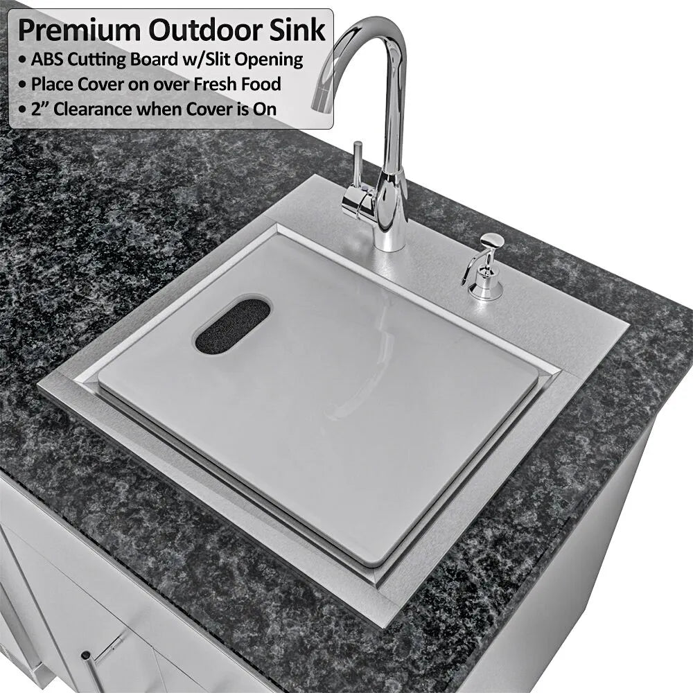 Sunstone The Dallas 14' Outdoor Cabinet Island Package w/ Gas Hybrid Grill