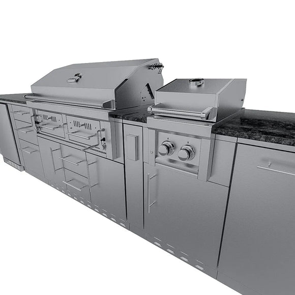 Sunstone The Dallas 14' Outdoor Cabinet Island Package w/ Gas Hybrid Grill