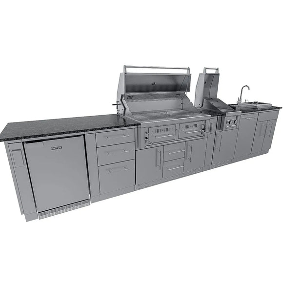 Sunstone The Dallas 14' Outdoor Cabinet Island Package w/ Gas Hybrid Grill