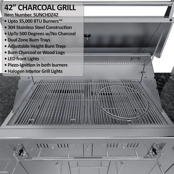 Sunstone The Dallas 14' Outdoor Cabinet Island Package w/ Gas Hybrid Grill